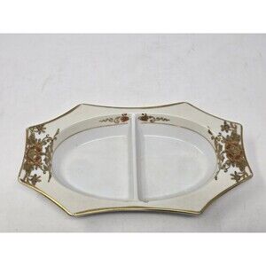 1920/30s Antique Noritake Hand Painted Divided 8.5" Relish Dish